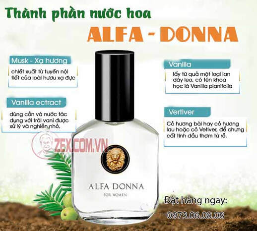 Công thức tạo nên nước hoa kích dục Alfa Donna